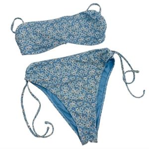 Abercrombie & Fitch M blue floral high waisted bikini